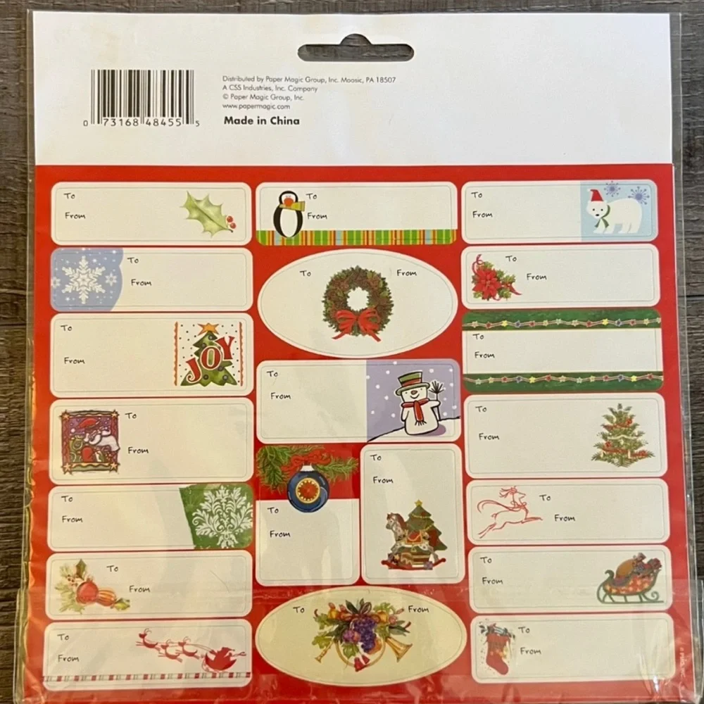 💞 New 100-Count Pack Festive Peel 'N Stick Christmas Holiday Gift Tags